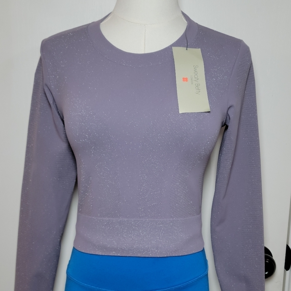 Sweaty Betty Purple Spark Seamless Long Sleeve Workout Top Size 6 - Picture 2 of 11